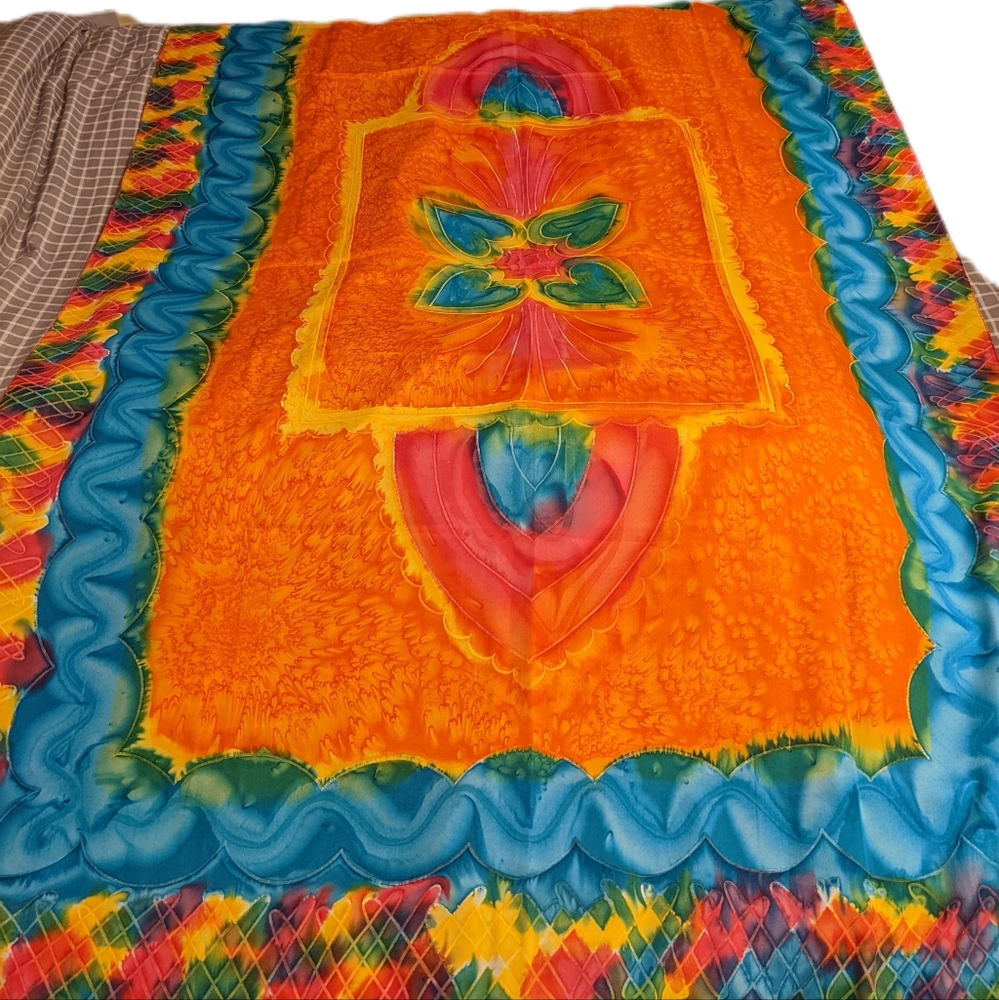 Surface Scarf Cover Up Vacation Hawaiian Carson Pirie Scott Orange Blue